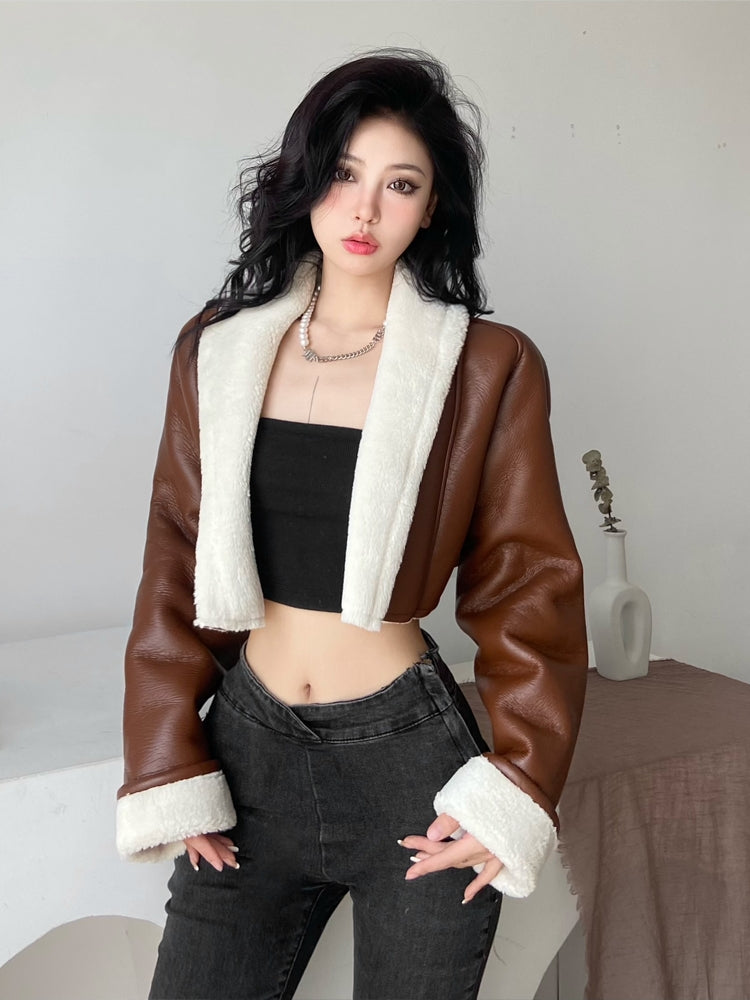 Brown Retro Aesthetic Short Jacket - Kaysmar