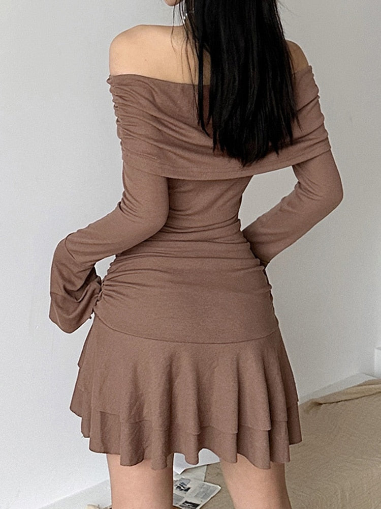 Casual Brown Slim Women Dresses