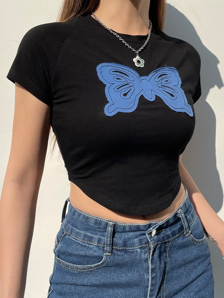 Casual Butterfly Crop Top - Kaysmar