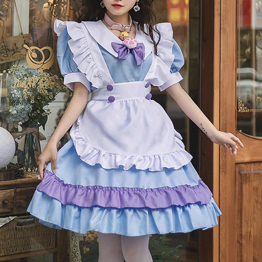 Blue And White Maid Dress