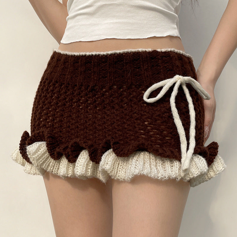 Ruffle Knitting Mini Skirt