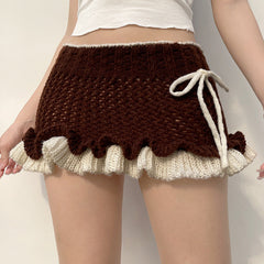 Ruffle Knitting Mini Skirt