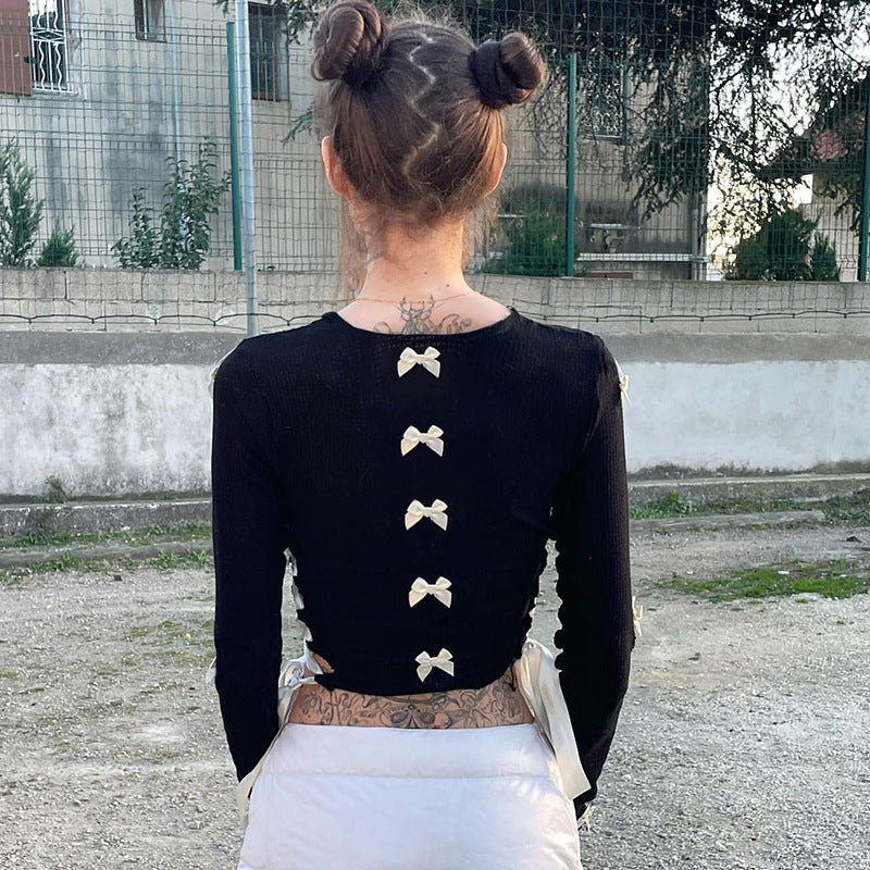 Dark Goth Hollow Out Crop Tops