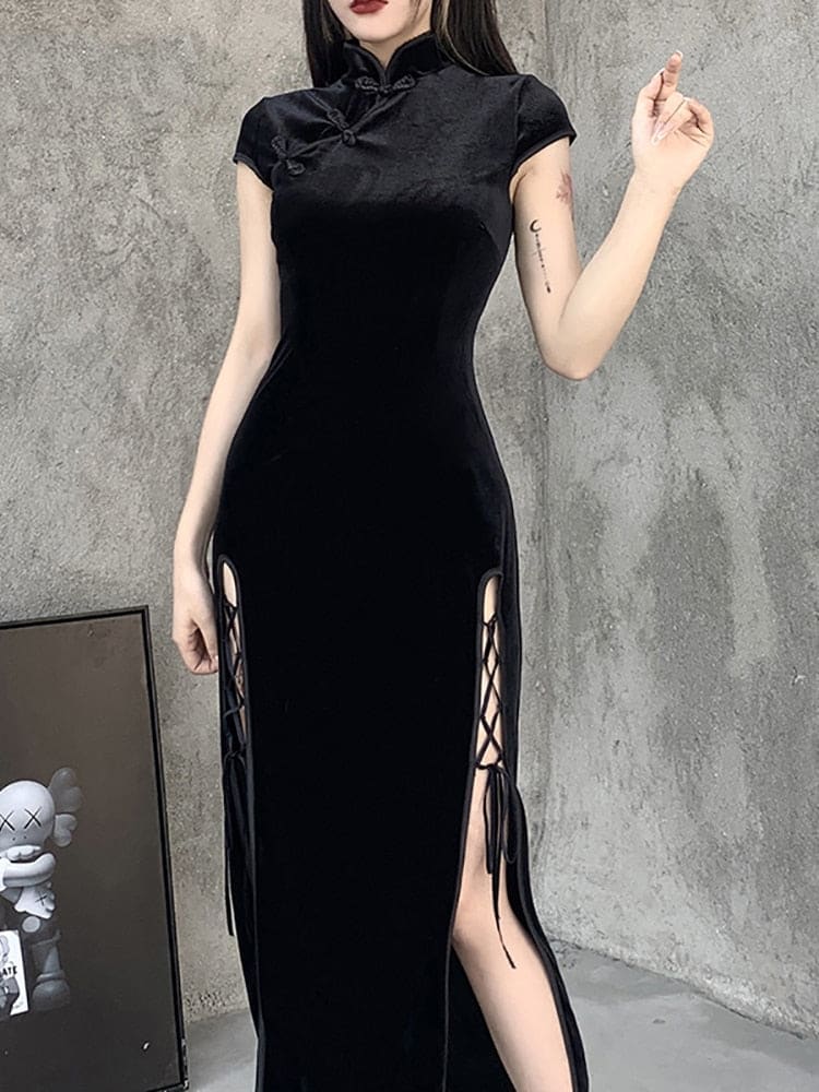 Dark Romantic Gothic Velvet Aesthetic Dresses