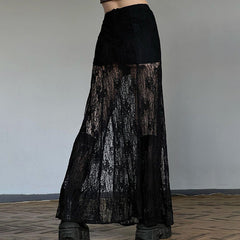 Goth Lace Maxi Skirt Black