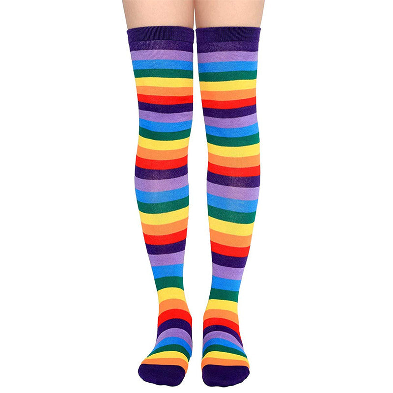 Rainbow Thigh High Socks Gloves Set