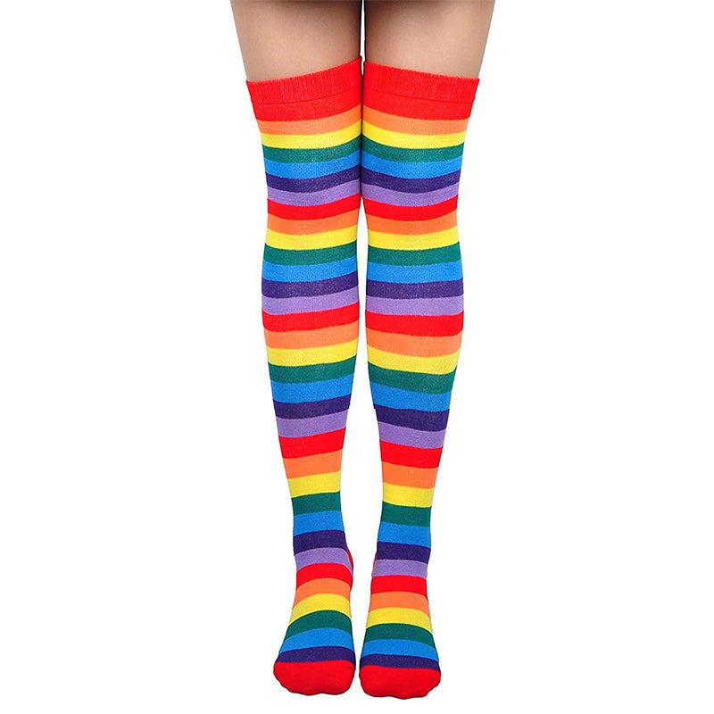 Rainbow Thigh High Socks Gloves Set