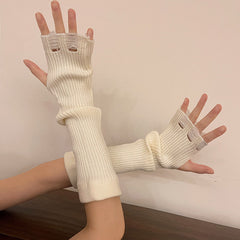 Femboy Fingerless Knit Gloves