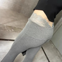 Lace Waist Cotton Yoga Flare Pants