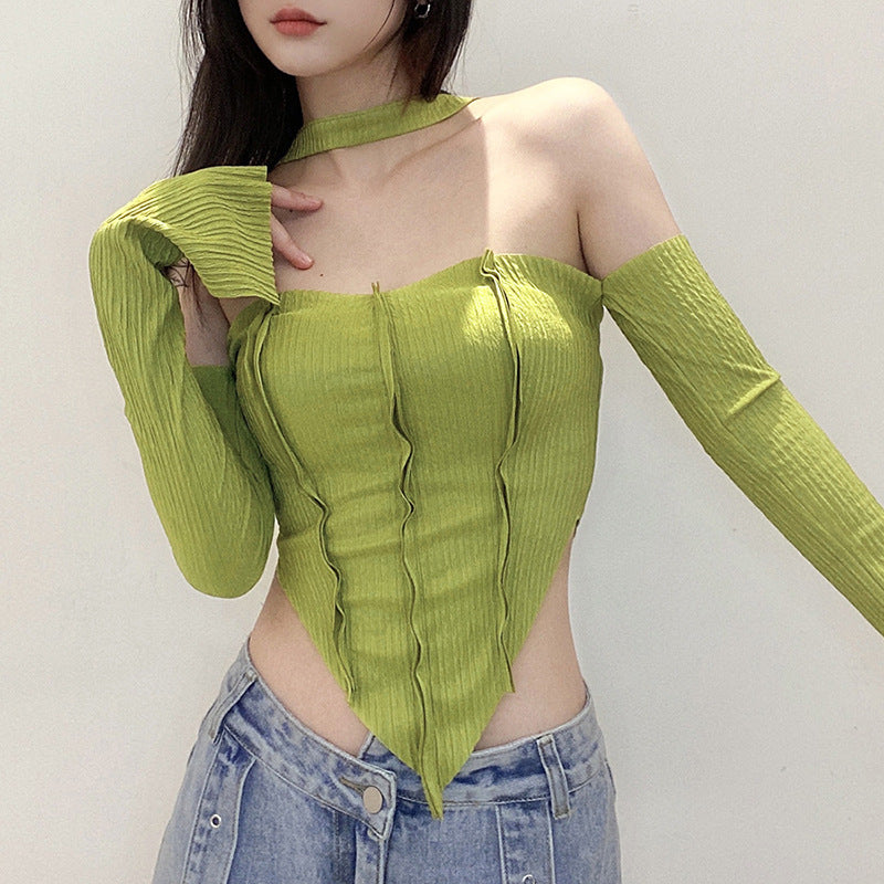 Lime Green Halter Top Long Sleeve