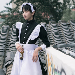 Long Sleeve Black Maid Dress