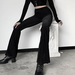 Black Velvet Flare Pants