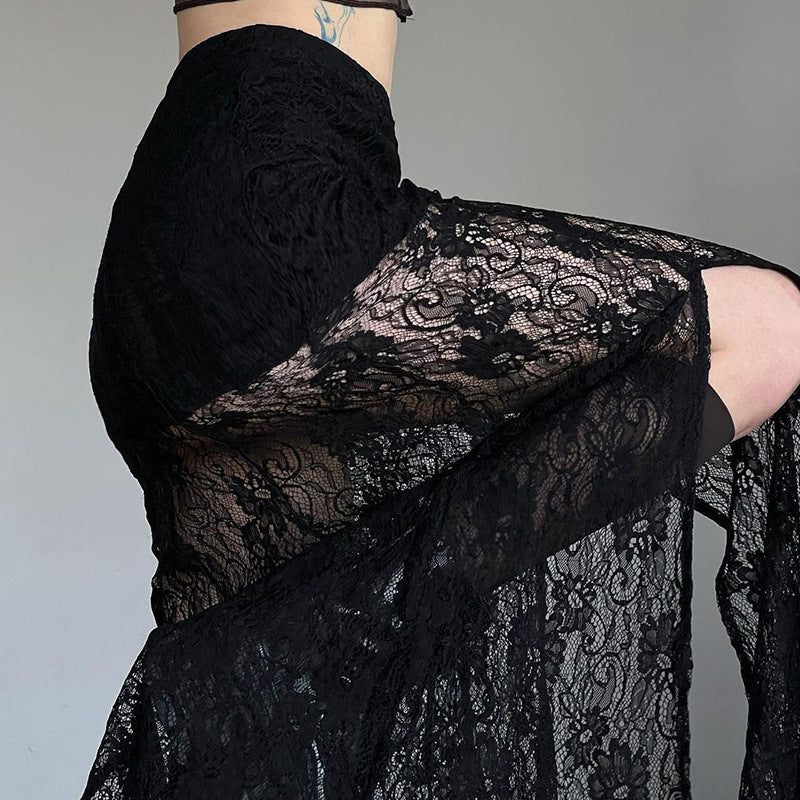 Goth Lace Maxi Skirt Black