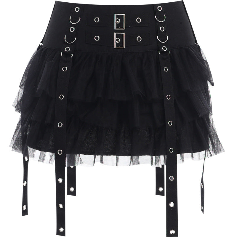 Gothic Black Cake Short Skirt