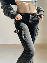 Gothic Punk Buckle Skinny Flare Jeans