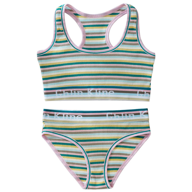 Rainbow Stripe Panty And Sport Bra Set