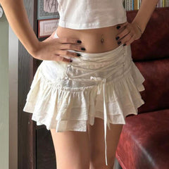 White Cake Short Skirt With Ruffles