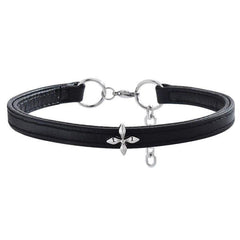 Black Leather Cross Choker