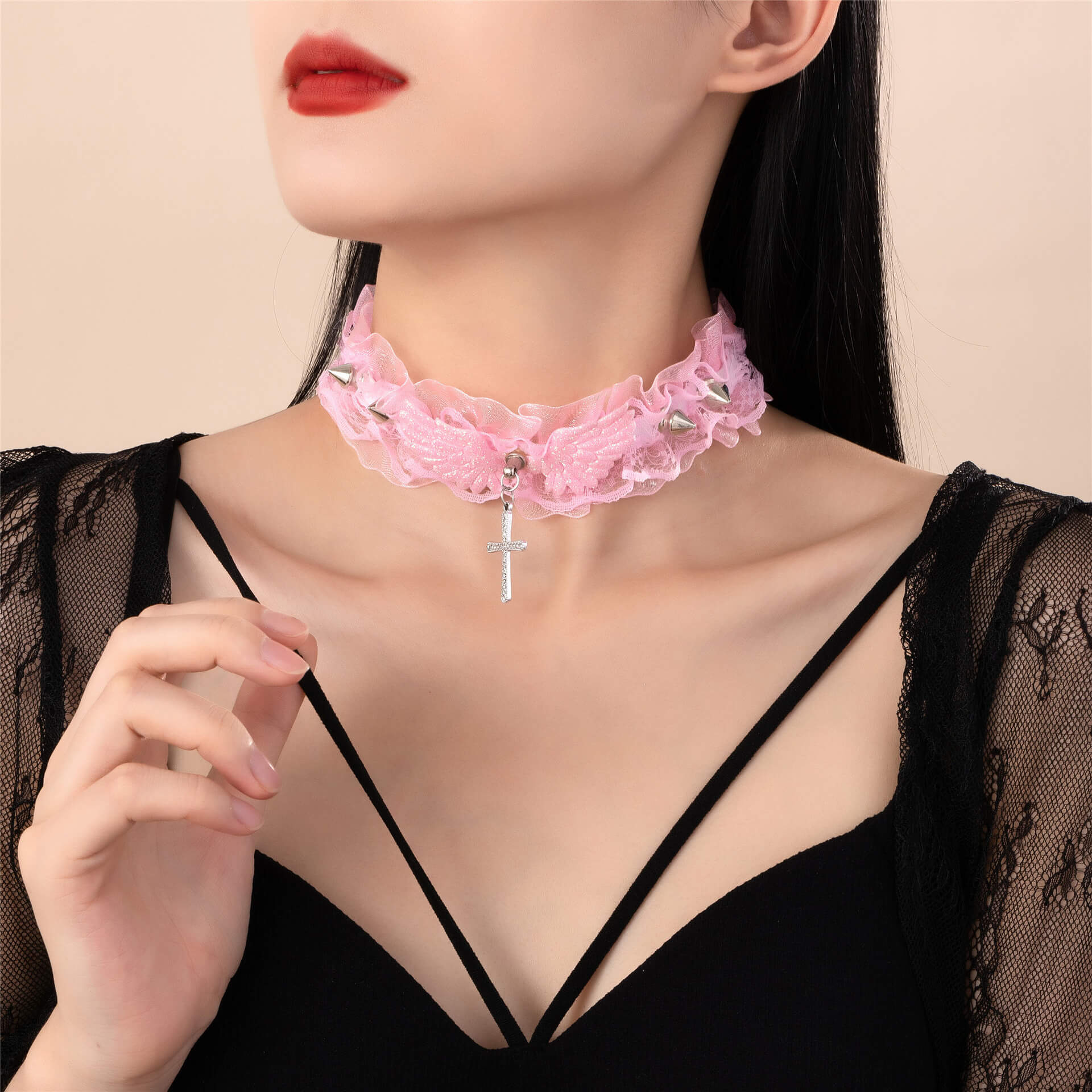 Choker Necklace With A Cross