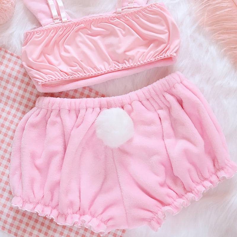 Kawaii Velvet Top and Shorts Lingerie Set