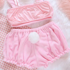 Kawaii Velvet Top and Shorts Lingerie Set