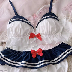 Kawaii Schoolgirl Ruffle Lingerie Set