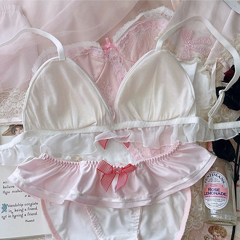 Kawaii Schoolgirl Ruffle Lingerie Set