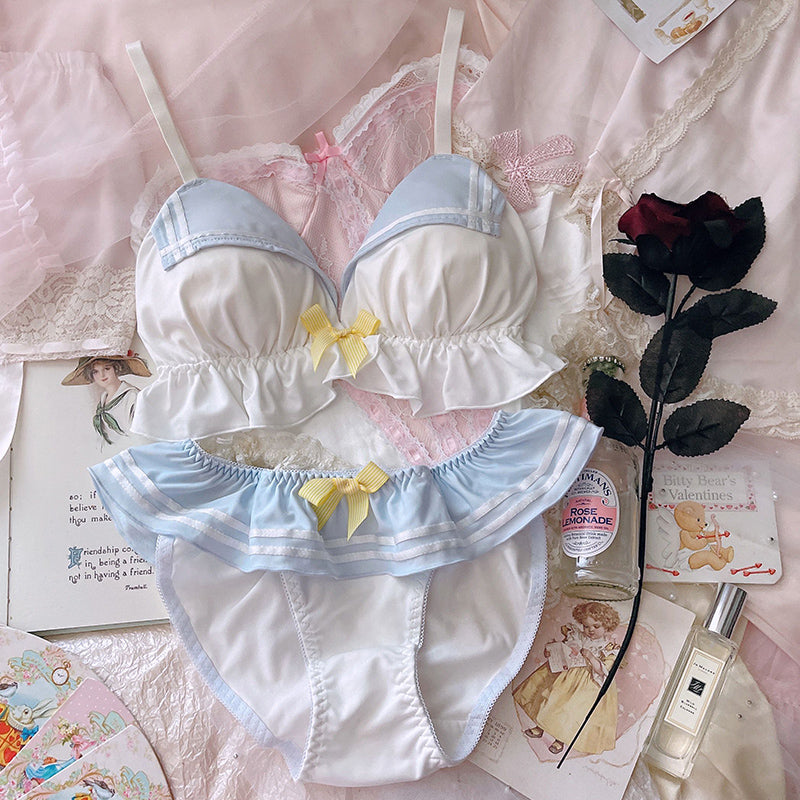 Kawaii Schoolgirl Ruffle Lingerie Set