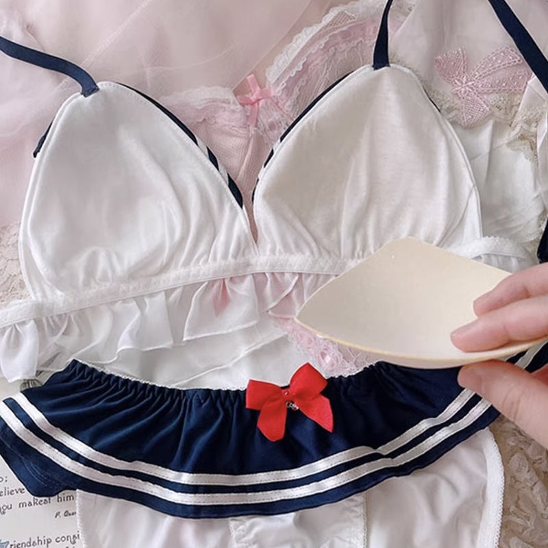 Kawaii Schoolgirl Ruffle Lingerie Set