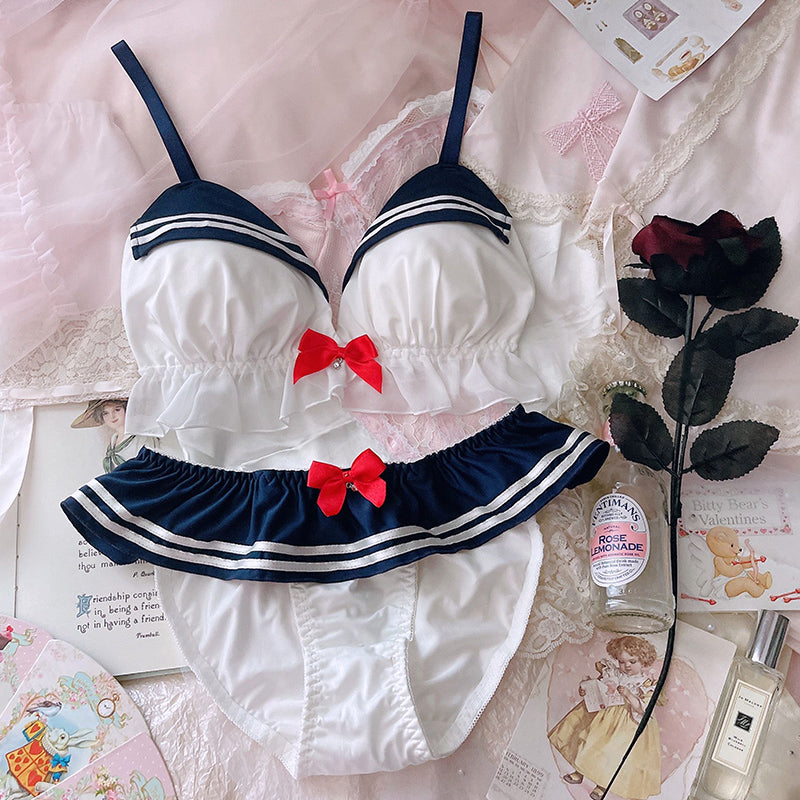 Kawaii Schoolgirl Ruffle Lingerie Set