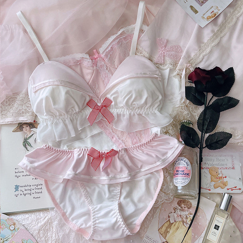 Kawaii Schoolgirl Ruffle Lingerie Set