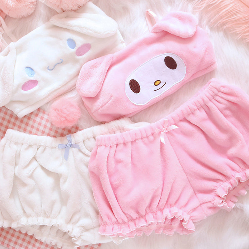 Kawaii Velvet Top and Shorts Lingerie Set