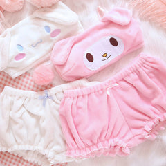 Kawaii Velvet Top and Shorts Lingerie Set