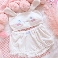 Kawaii Velvet Top and Shorts Lingerie Set