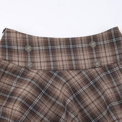 Khaki Plaid Schoolgirl Short Skirt