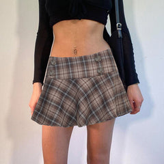 Khaki Plaid Schoolgirl Short Skirt