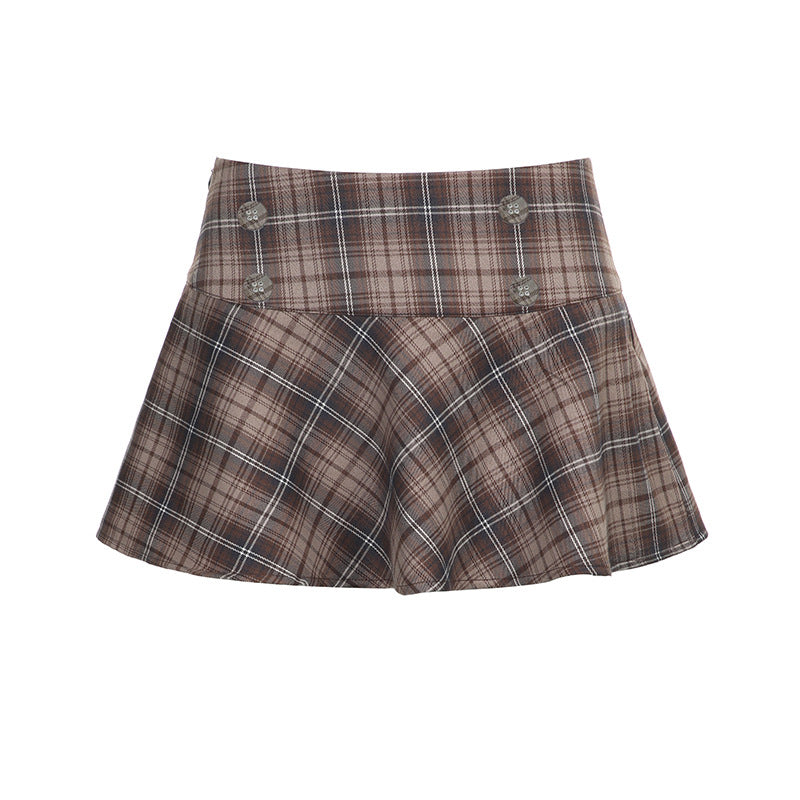 Khaki Plaid Schoolgirl Short Skirt