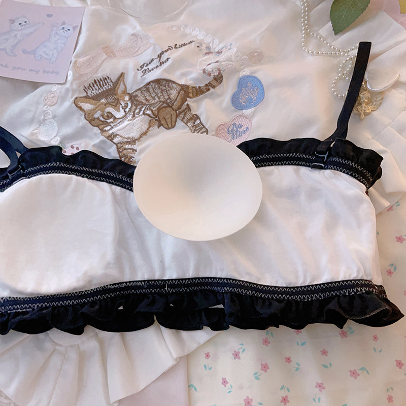 Kuromi Kawaii Ruffle Trim Lingerie Set