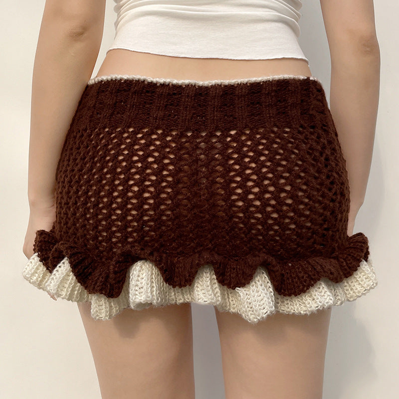 Ruffle Knitting Mini Skirt