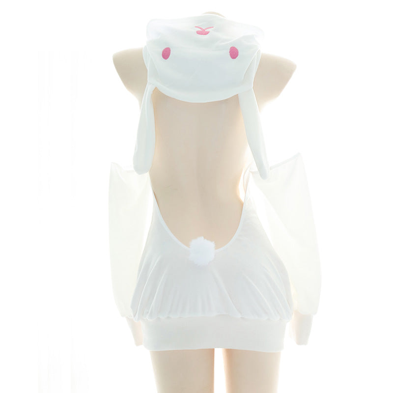 Long Sleeve White Bunny Backless Lingerie