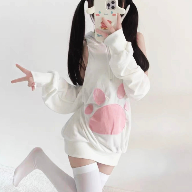 Long Sleeve White Bunny Backless Lingerie