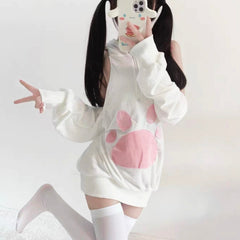 Long Sleeve White Bunny Backless Lingerie