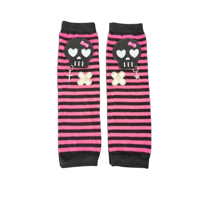 'lovely horribly' Y2k Harajuku Dark Knitted Striped Gloves