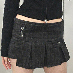 Low Waist Grey Irregular Mini Skirt