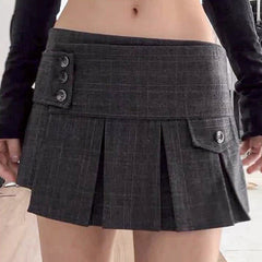 Low Waist Grey Irregular Mini Skirt