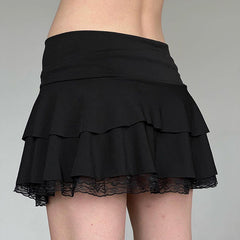 Low Waist Short Black Mini Skirt