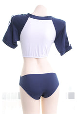 Navy Crop Top Lingerie Set