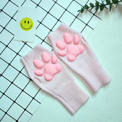 3D Cat Paw Knitted Gloves