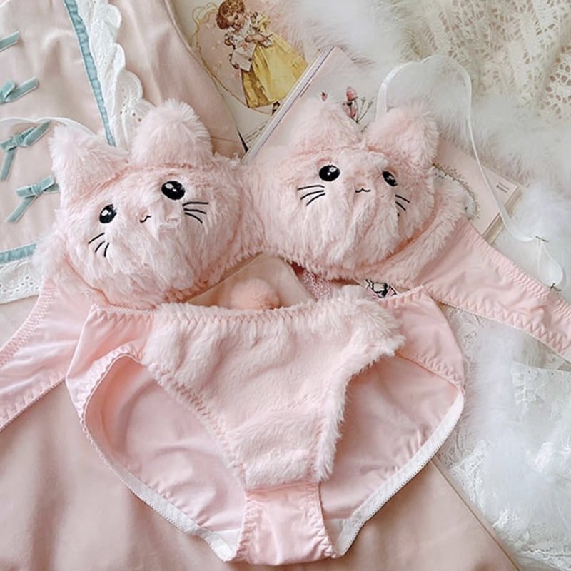 Furry Cute Cat Lingerie Set