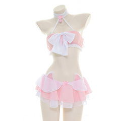 Pink Halter Chiffon Lingerie Set